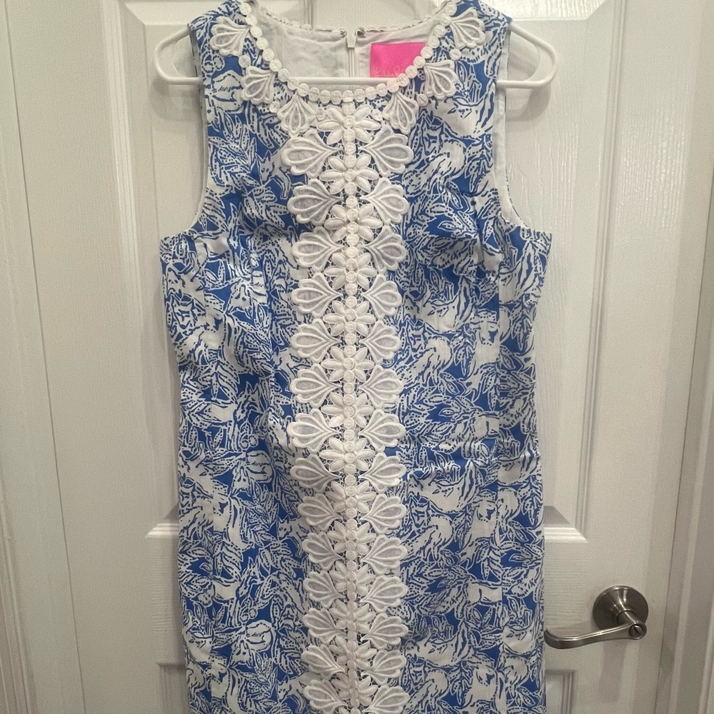 Lilly Pulitzer Melani Coastal Blue and White Dress, NWOT